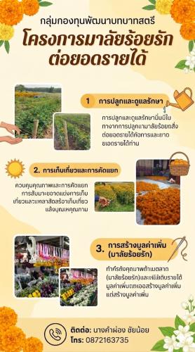 ประชาสัมพันธ์กลุ่มกองทุนพัฒนาบทบาทสตรี กลุ่มมาลัยร้อยรักต่อยอดรายได้  